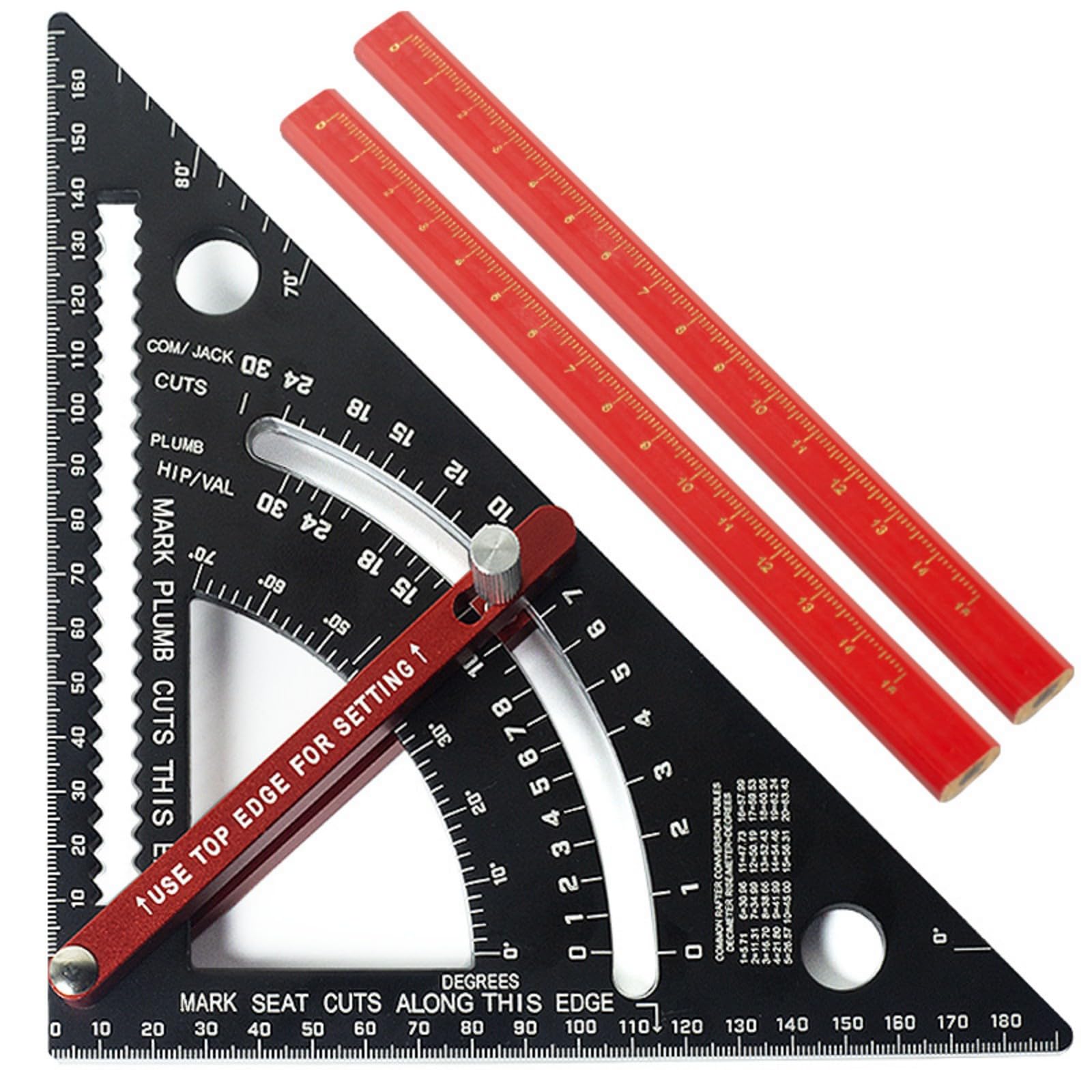 Rgybao 7 Inch Metric Woodworking Tool Carpenter Square Aluminium Rafter Framing Square Adjustable Combination Carpentry Triangle Ruler Adjustable Angles Measuring Tool For Woodworking