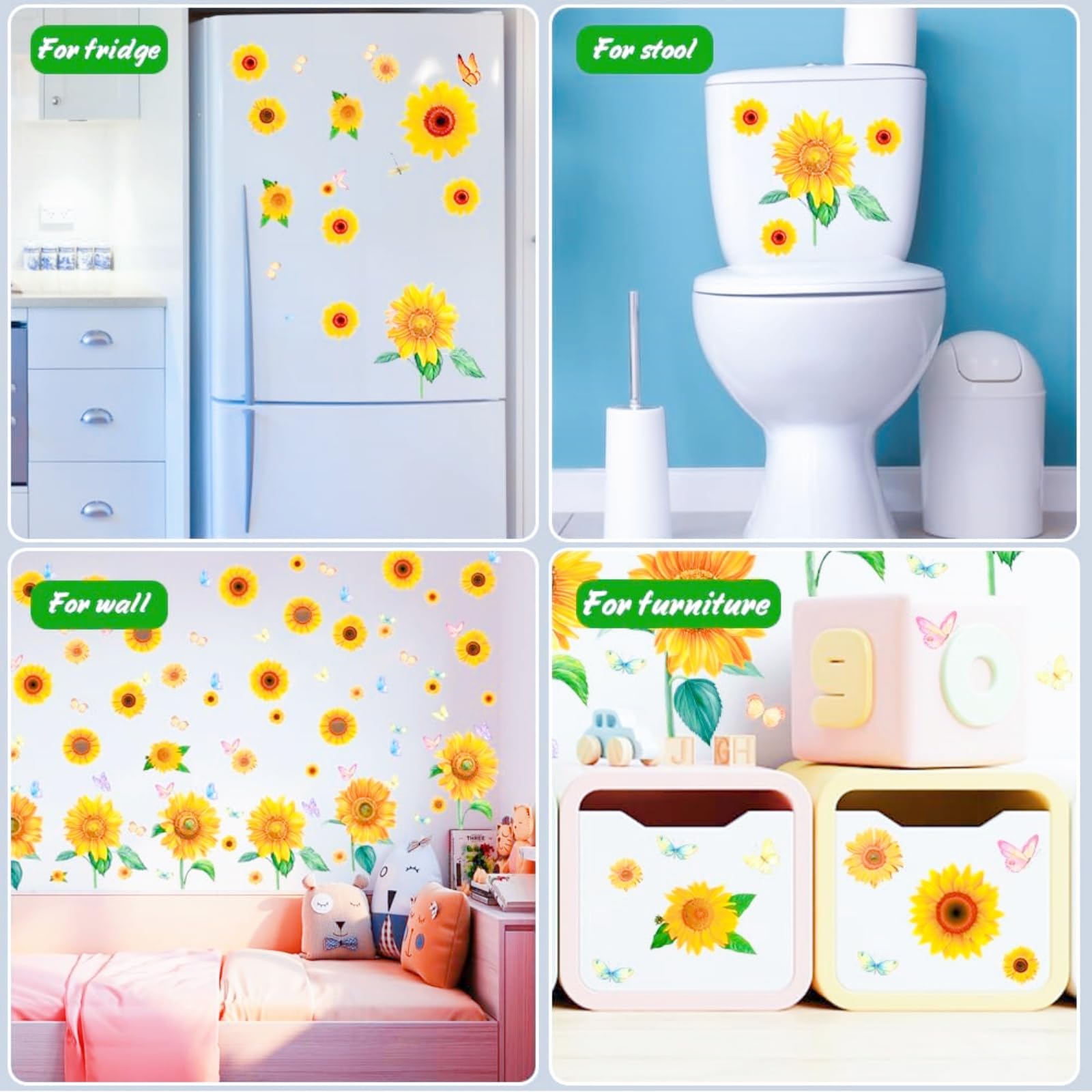 Adesivi Floreali Per Pattumiera Esterno - Girasoli E Farfalle Resistenti All'Acqua - Foto 6