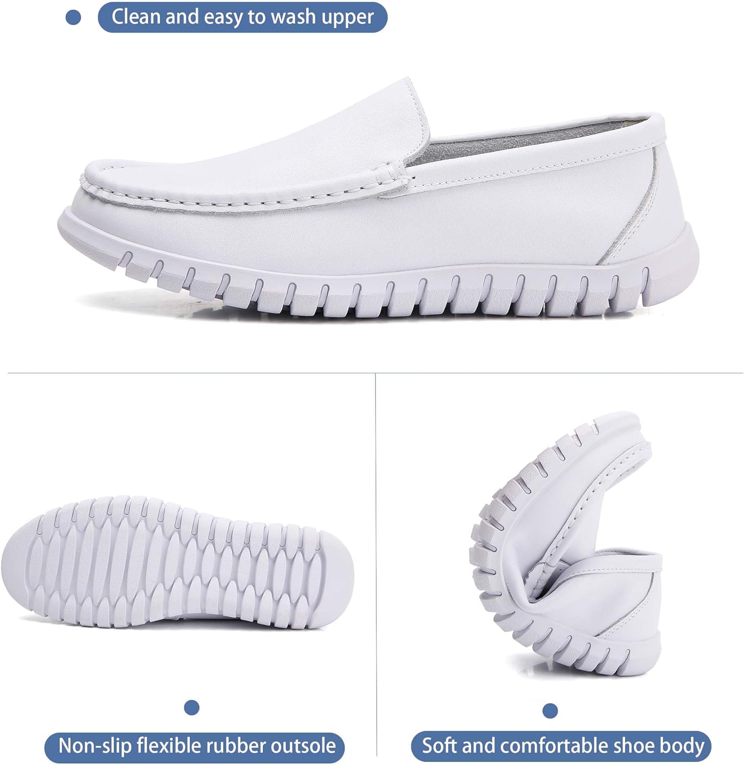 Men's Comfortable Nurse Shoes Lightweight Non Slip Restaurant Service Shoes Fashion White Casual Shoes