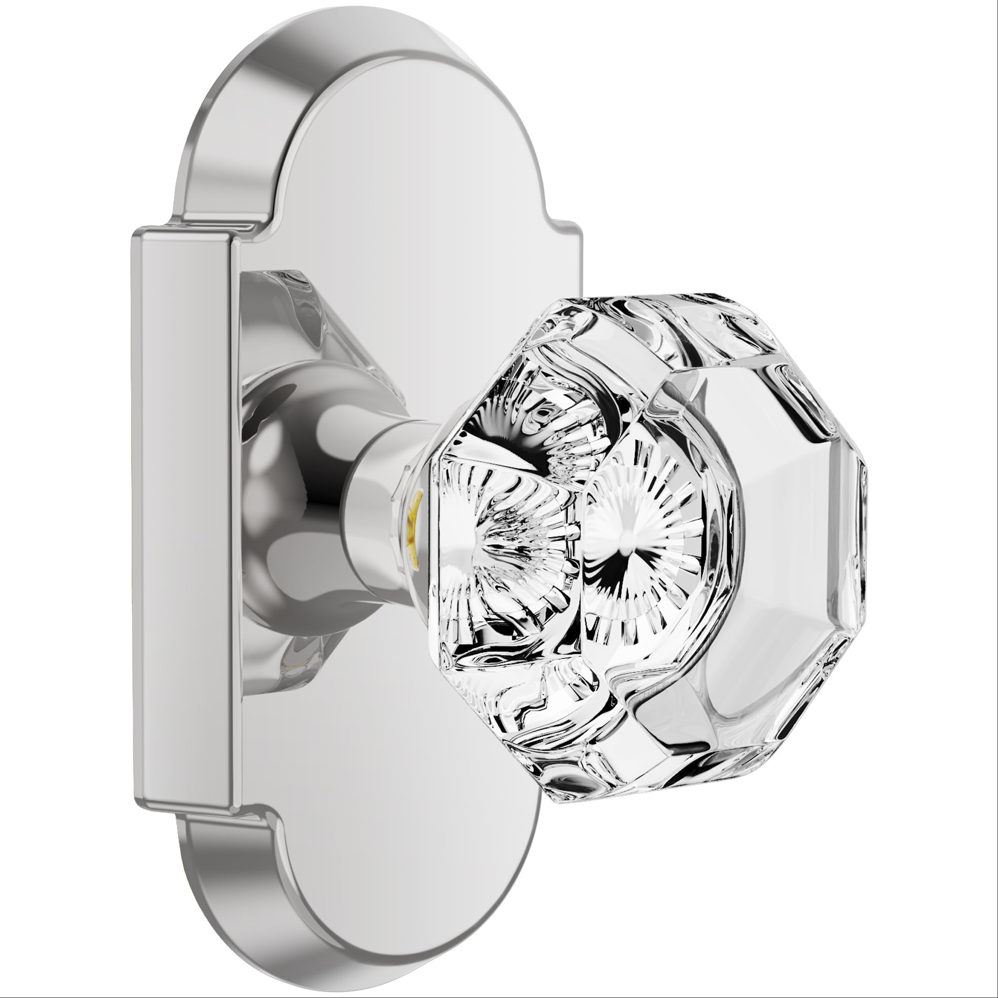 BonKuDoo Octagon Clear Crystal Glass Door Knob, Passage Glass Door Handle for Hall/Closet, Glass Door Knobs Polished Chrome