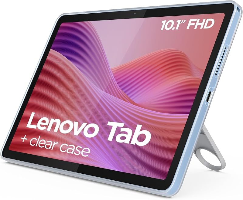 Lenovo Tab, Pantalla 10.1" FHD, procesador Mediatek Helio G85, RAM 4GB, Memoria 128GB, WiFi 6, Tablet Android 14, Clear Case Incluido - Polar Blue