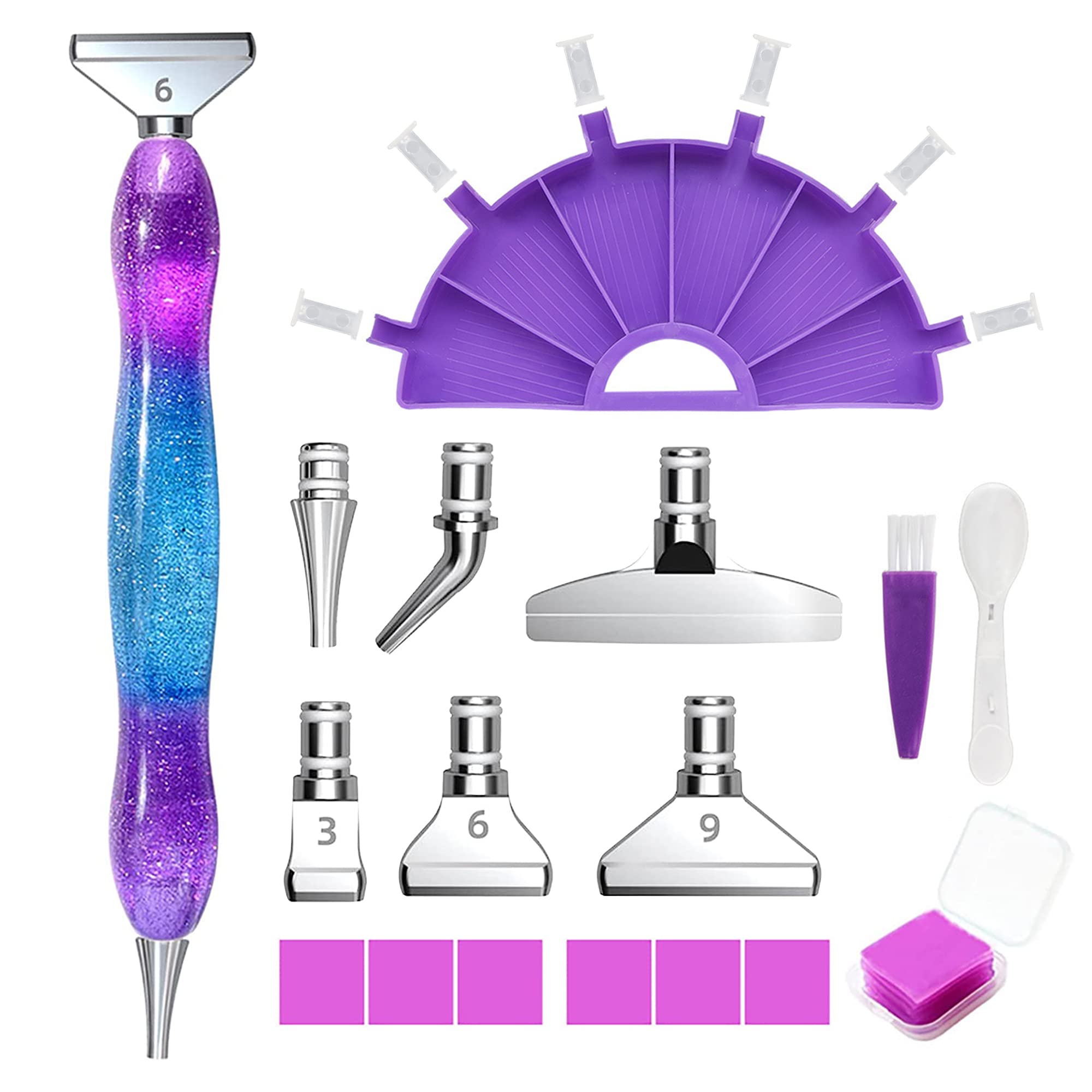 Diamond Painting Zubehör Stift, Diamond Painting Stifte Set, 6 Styles Metal Drill Pen Ersatzköpfe für 5D Diamantmalerei DIY Diamant Paintings Malstift Werkzeug