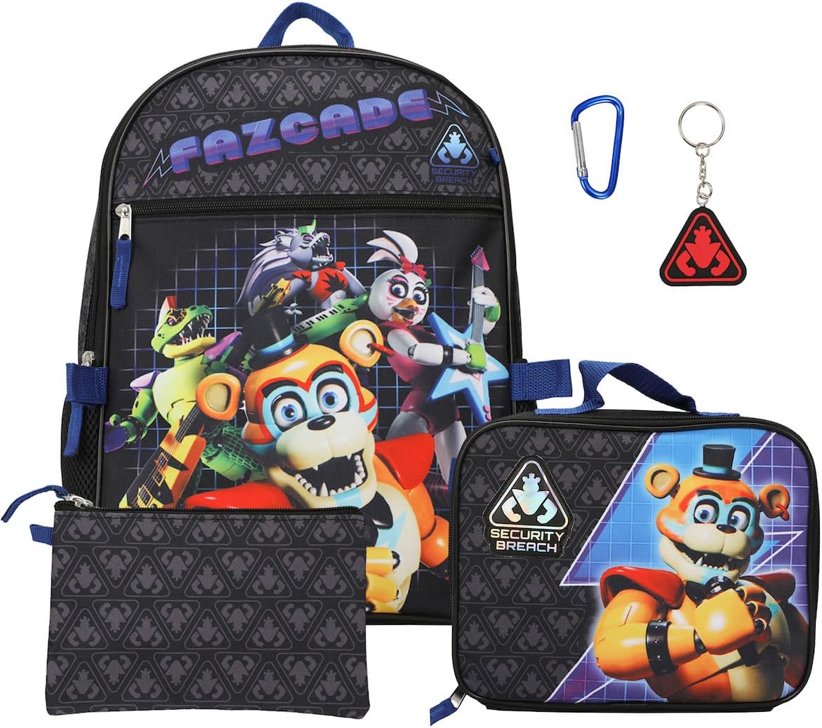 Five Nights At Freddy's Security Breach Fazcade Youth 5-Piece Backpack Set
