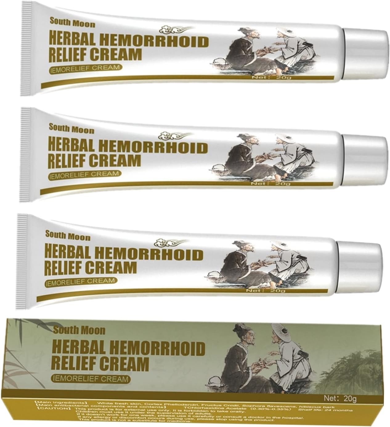 3PCS Chinese Herbal Hemorrhoids Cream Antibacterial Cream emorrhoids Cream for Unisex,Hemmoroid Ttreatmen(20g) (Size : 20g*3Pcs)