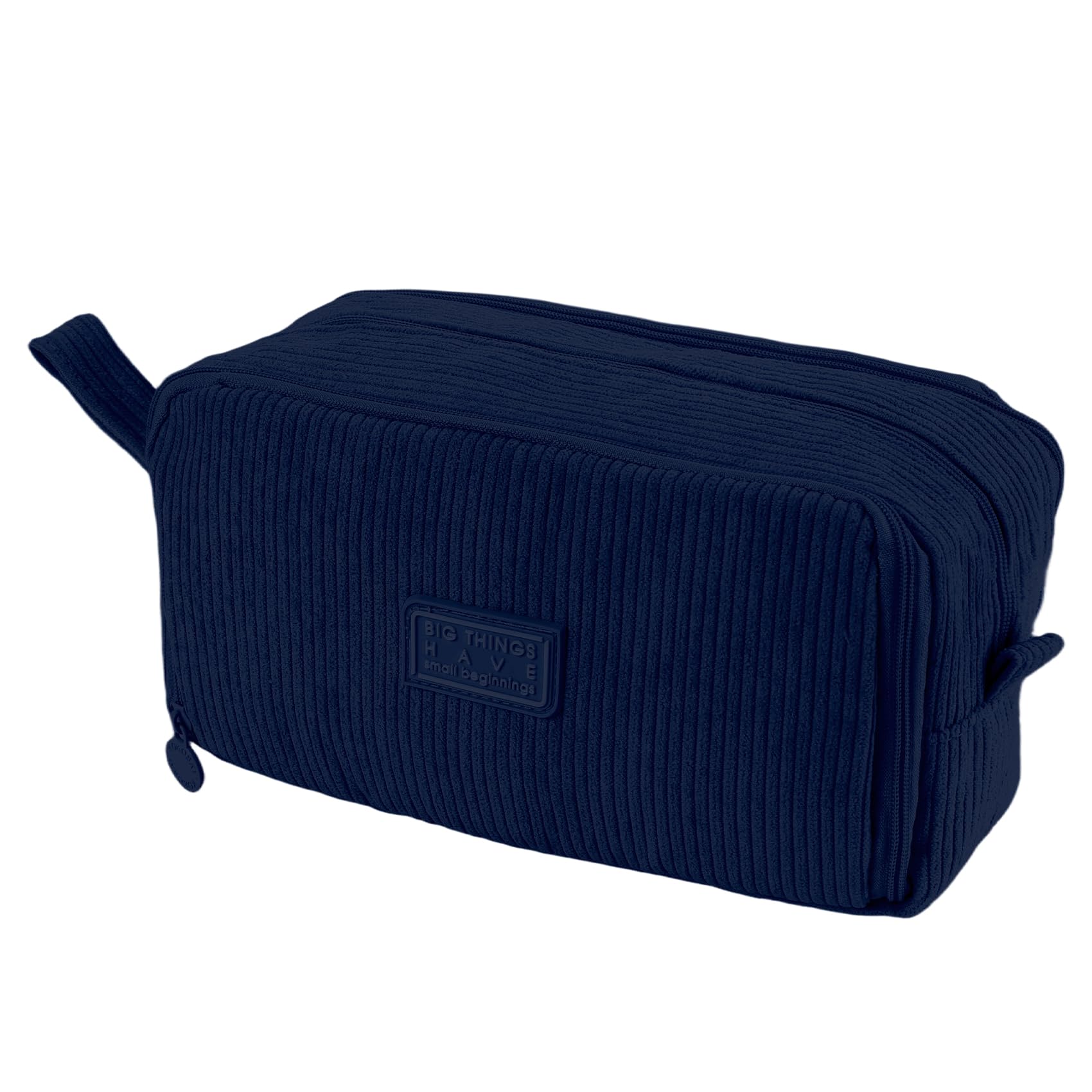 AEYURUID Large Capacity Corduroy Pencil Case with Zipper – Pen Pouch for Office & School Stationery Organization, Ideal Graduation Gift,Navy Blue