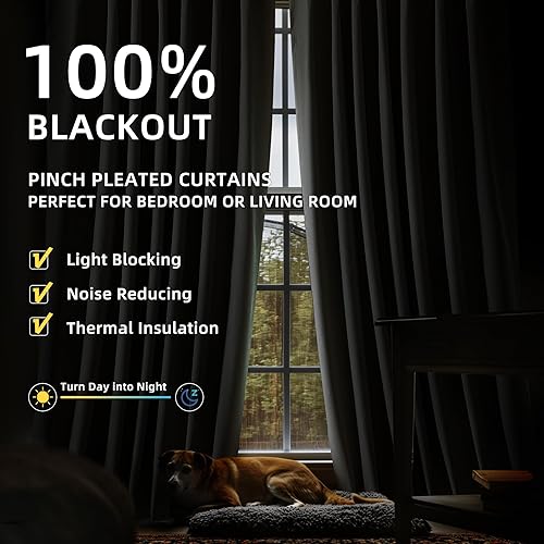 Miniatura 13 de ChrisDowa Cortinas 100% opacas de abedul liso de 96 pulgadas de largo, 2 paneles para dormitorio, sala de estar, oscurecimiento de la habitación de