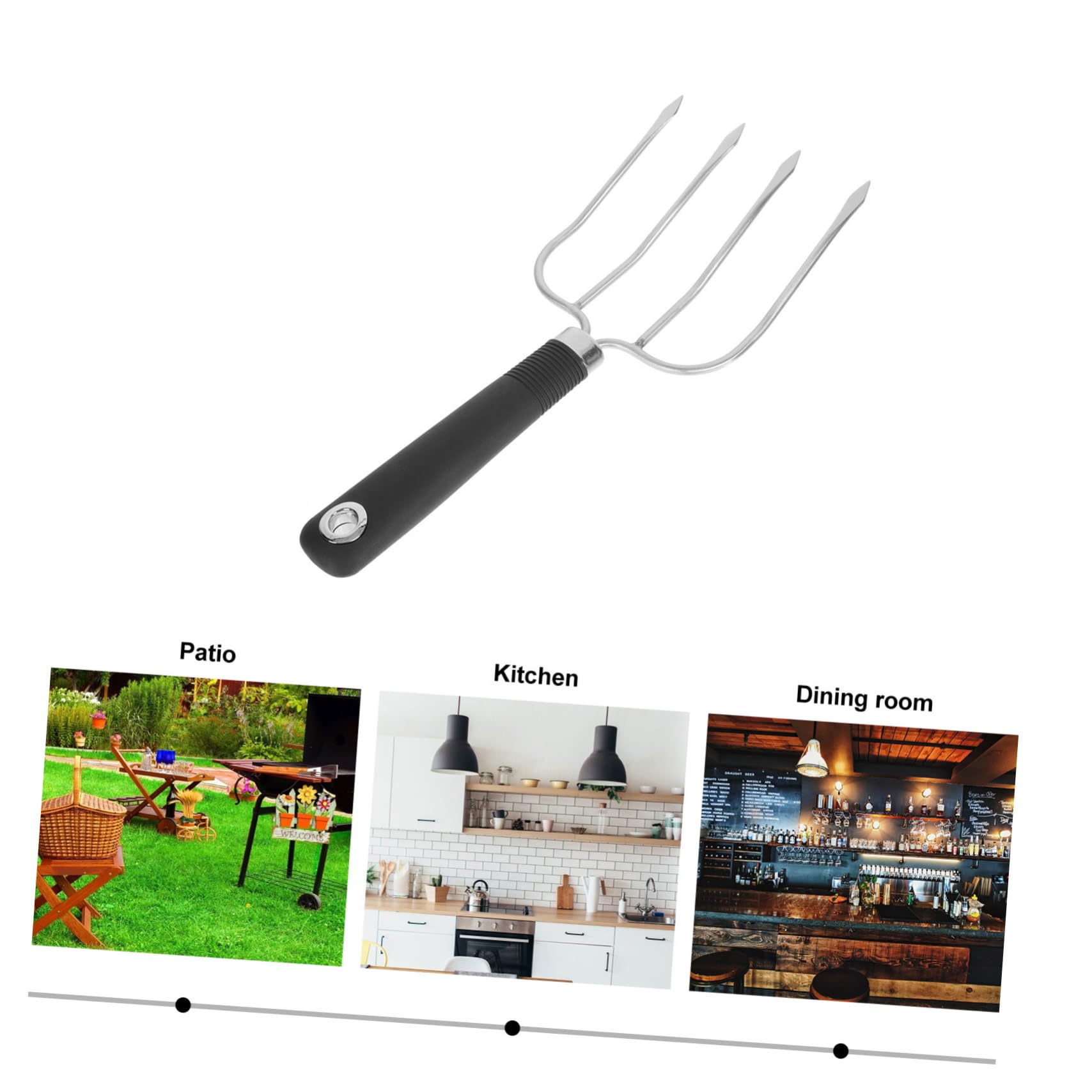 TOYANDONA 3 Piezas Tenedor de Barbacoa de con Antideslizante Cuatro Agujas Asar Carne y Camping y Fiestas