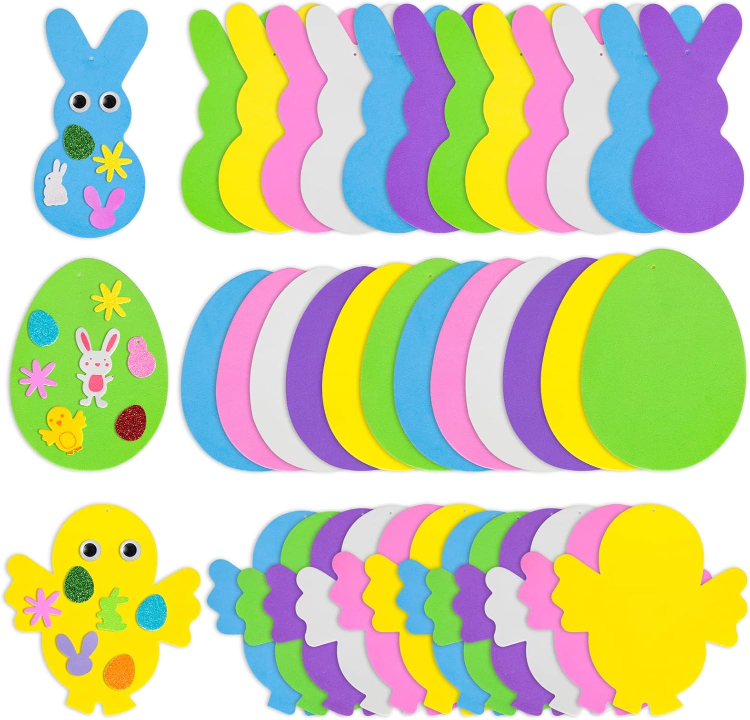 Max Fun 302pcs Easter Foam Stickers Set DIY Crafts Egg Bunny Chick Easter Decorations for Kids Crafts Party Favors Supplies Craft Kits for Kids