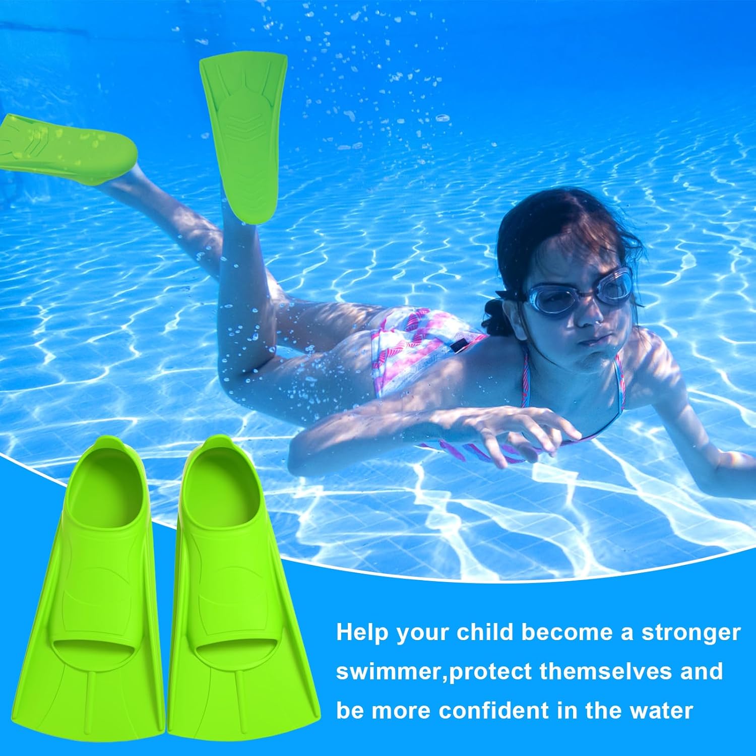 Kids Swim Fins, Fins for Swimming Kid,Short Kids Flipper with Mesh Bag,Swimming Flippers for Lap Swimming Training,Flippers for Children Adults Beginners