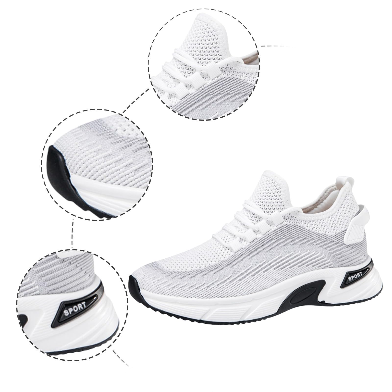 Générique Scarpe da passeggio estive da uomo in rete traspirante scarpe da ginnastica rialzate leggere comode antiscivolo facili da indossare per passeggiate quotidiane e passeggiate