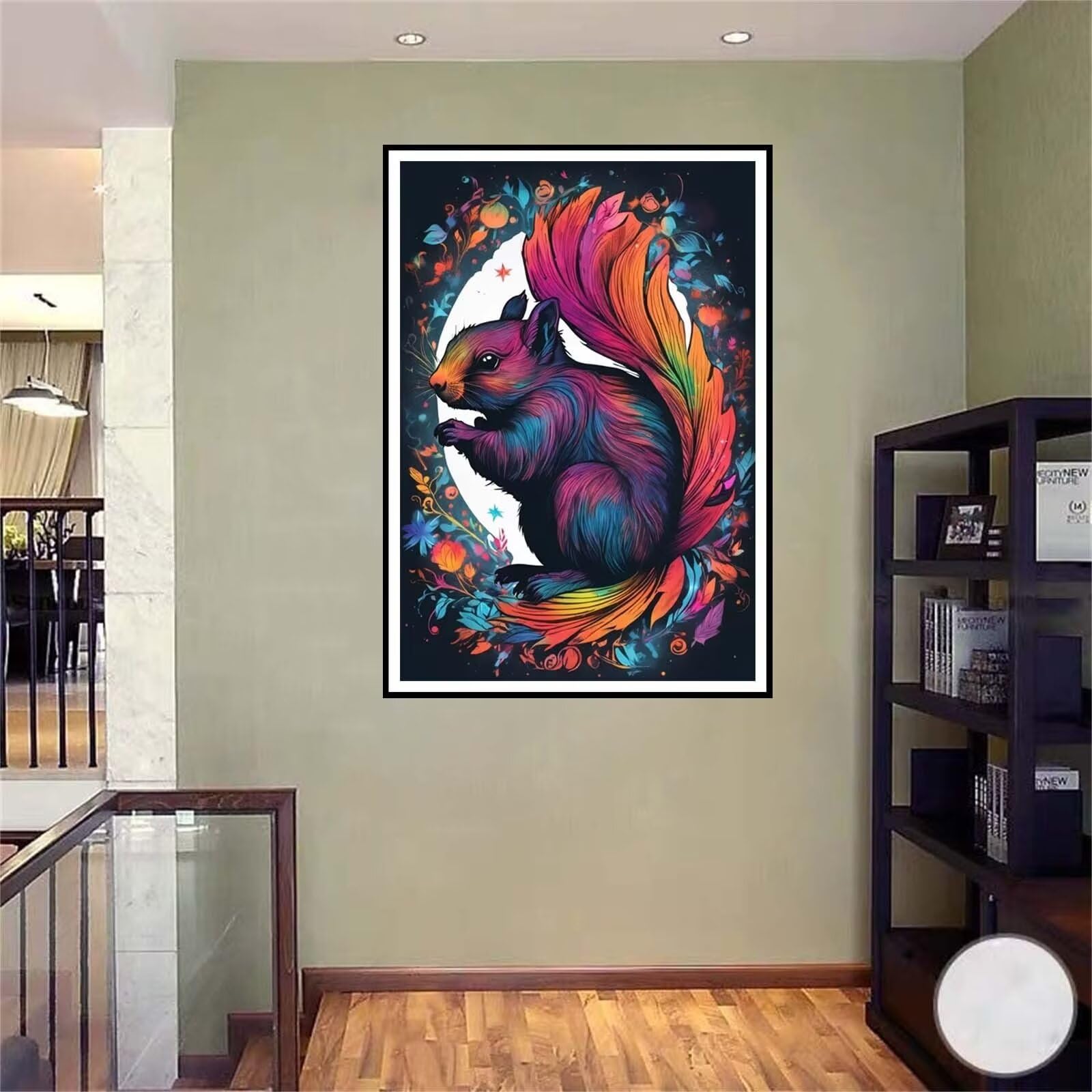 5D DIY Diamante Art Pintura kit Completo, Diamond Painting Adultos Niños Rhinestone Bordado de Punto de Cruz Artes Pintura Painting, Cuadros Decor para Cuarto, Sala de Estar - (Ardilla animal) 60x90cm