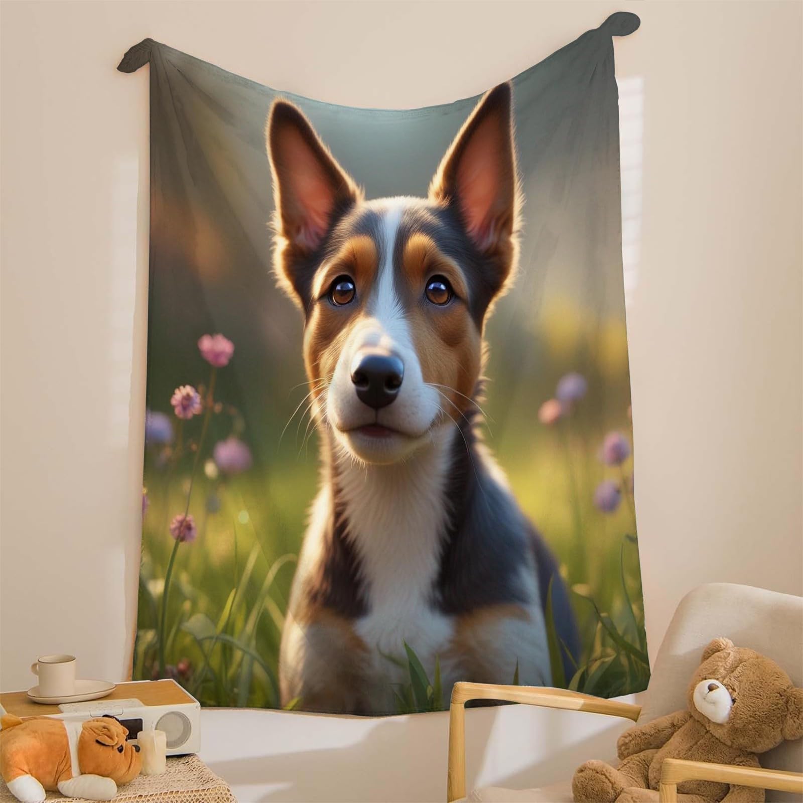 Kwiat koc Corgi koc na łóżko pojedyncze ciepłe miękkie koce na sofę puszyste flanelowe 180 x 200 cm na wszystkie pory roku