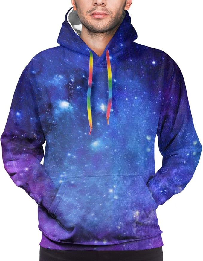 Amazon Co Jp 星空 宇宙柄 ブルー スウェット パーカー メンズ 長袖 プルオーバー フーデット ライト パーカー 人気 服 防風 春秋冬 ファッション