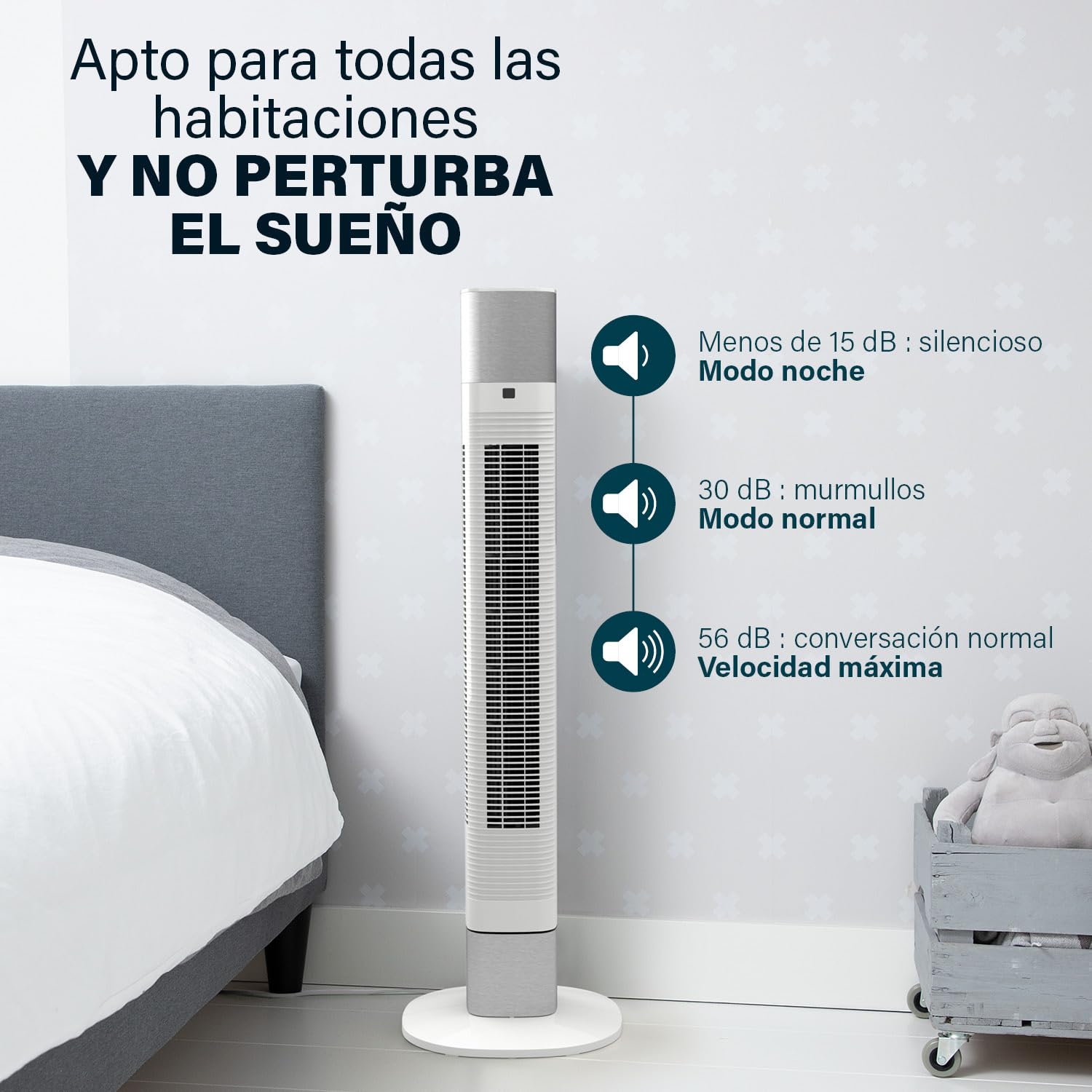 Princess Ventilador de torre compacto 3 ajustes y 3 velocidades - Oscilación - Conectado