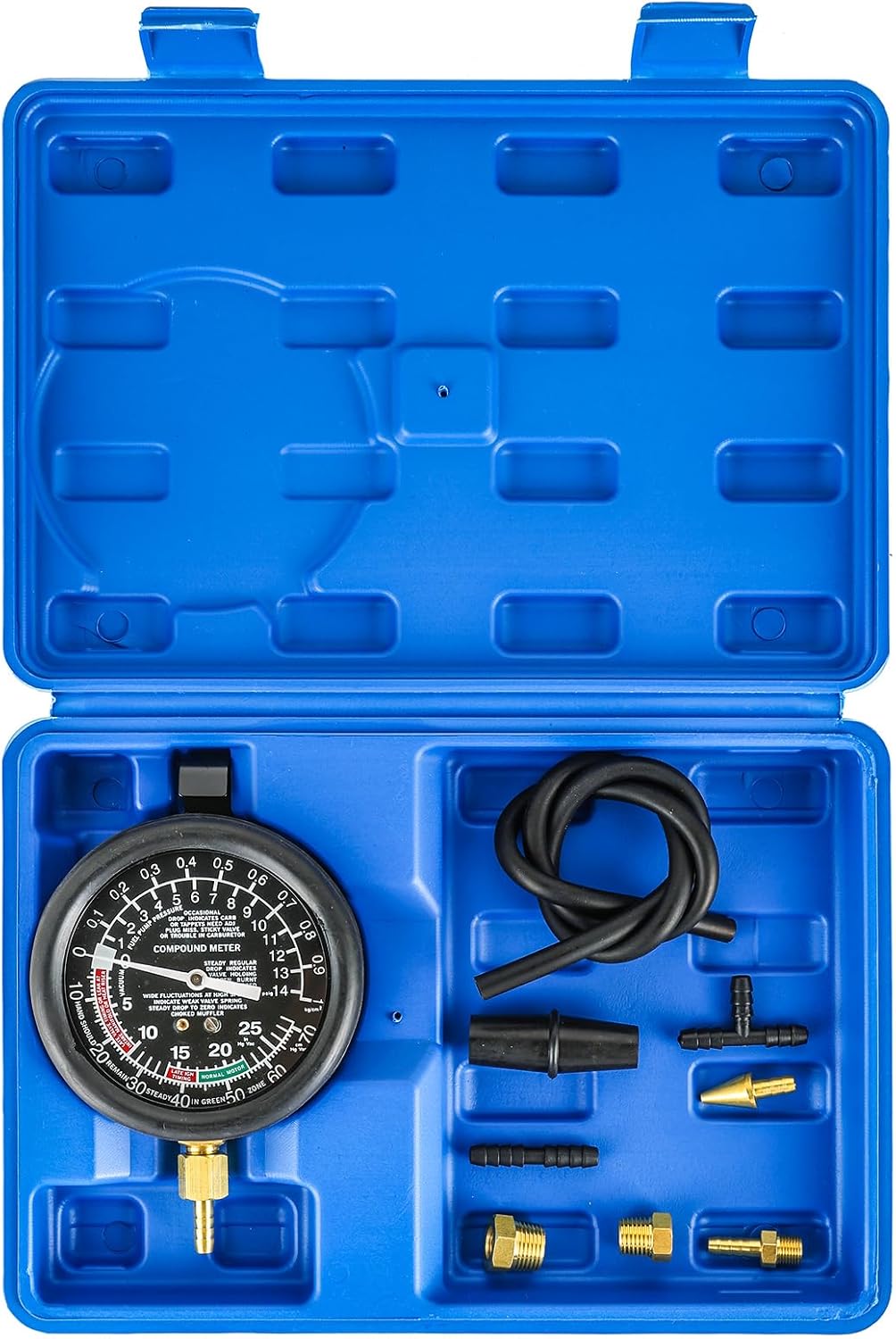 Vacuum and Fuel Pump Tester Gauge Kit, Gauge Leak Carburetor Pressure Diagnostics Tool Kit, Leak Carburetor Pressure Diagnostics (Blue) Vacuum and Fuel Pump Tester Gauge Kit, Gauge Leak Carburetor Pressure Diagnostics Tool Kit, Leak Carburetor Pressure Diagnostics (Blue)