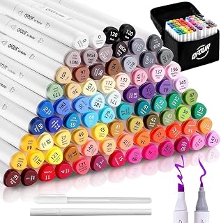 Alcohol Markers, 82Pcs Coloring Markers, Brush & Chisel Tip Permanent Art Drawing Pens for Adults Illustration, Coloring Book, Sketching, Drawing, Card Making