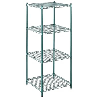 Nexel Poly-Green Adjustable Wire Shelving Unit, 4 Tier, Heavy Duty Commerical Storage Organizer Wire Rack, 24" x 24" x 63", Green