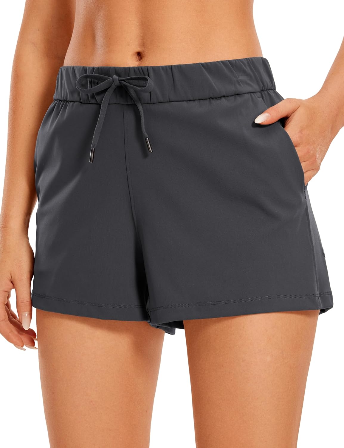 CRZ YOGA Walk The City Casual Shorts for Women 2.5" - Mid Waisted Stretch for Work Athketic Travel Hiking Golf with Pockets