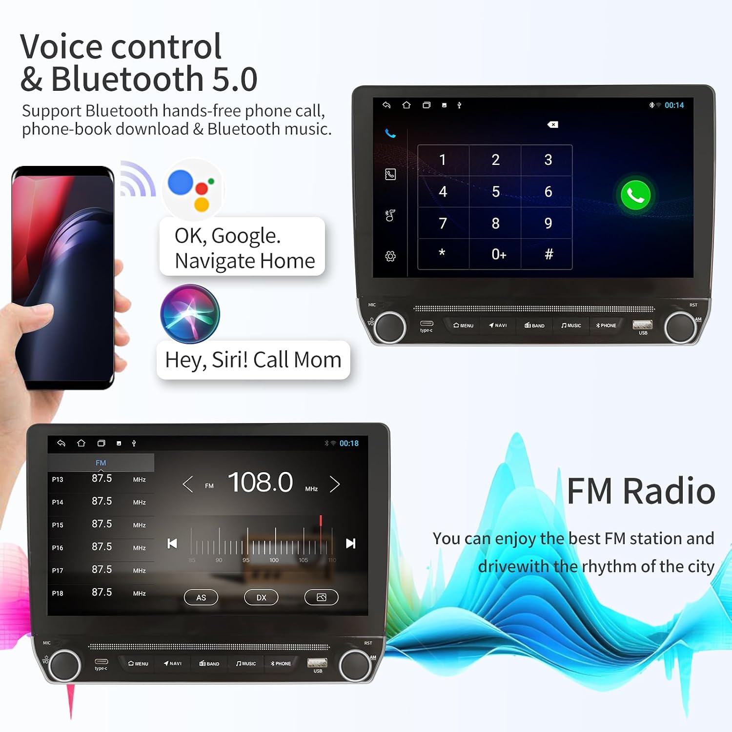 Car Radio for Toyota Tacoma 2005-2015 Stereo Upgrade Replacement 10.1" Android 13 Touchscreen Wireless CarPlay & Android Auto Support GPS Navigation Bluetooth 4G WiFi DSP SWC FM Radio Backup Camera