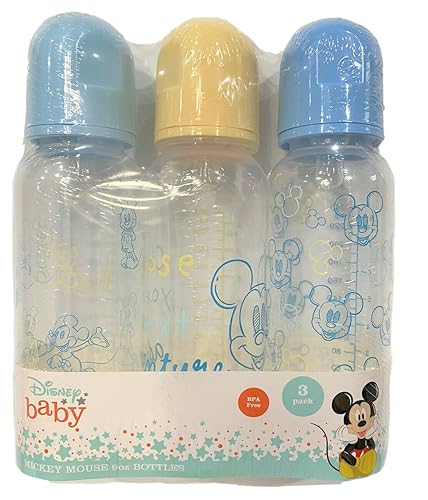 Biberones de 9 onzas para niños o niñas, paquete de 3 biberones infantiles Disney Mickey Next Adventure para recién nacidos y todos los bebés,