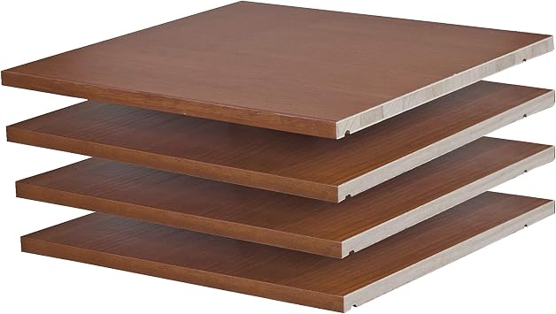 Palace Imports 100% Solid Wood Set of 4 Small Shelves for Regal, Family Wardrobe ONLY, Mocha, 16 Metal Pins Included