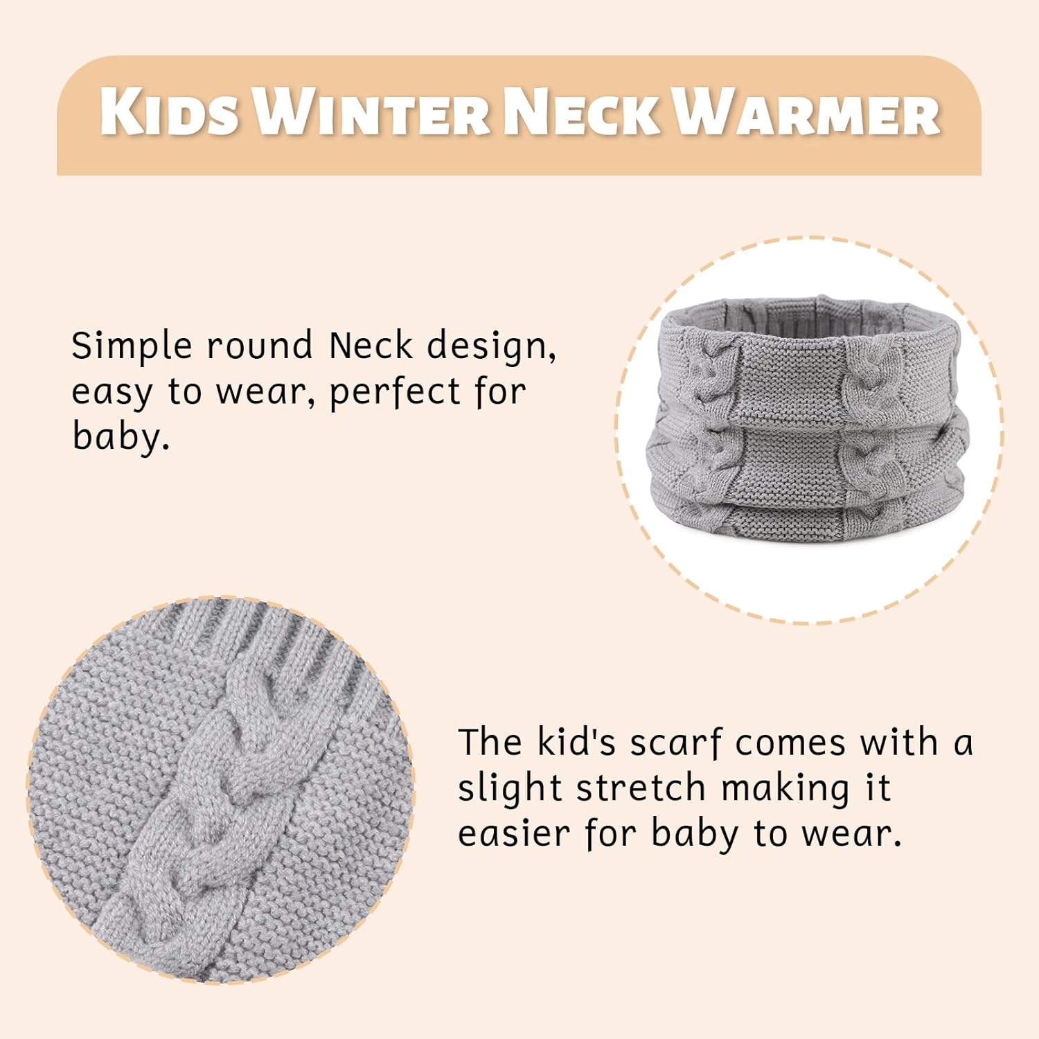 OMUKY Kids Scarf Knitted Neck Warmer infant Toddler Girls Boys Cold Weather Soft Scarves - Image 2