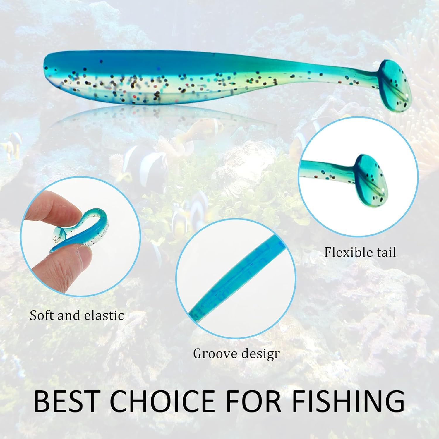 Weiche Kunststoffköder, Paddelschwanz, Schwimmköder, Angelköder, Gleitköder, Paddelschwanz, Schwimmköder, Barsch, Angelköder, vorgerigter Jigkopf, weiche Angelköder, Forelle für Salzwasser, Süßwasser