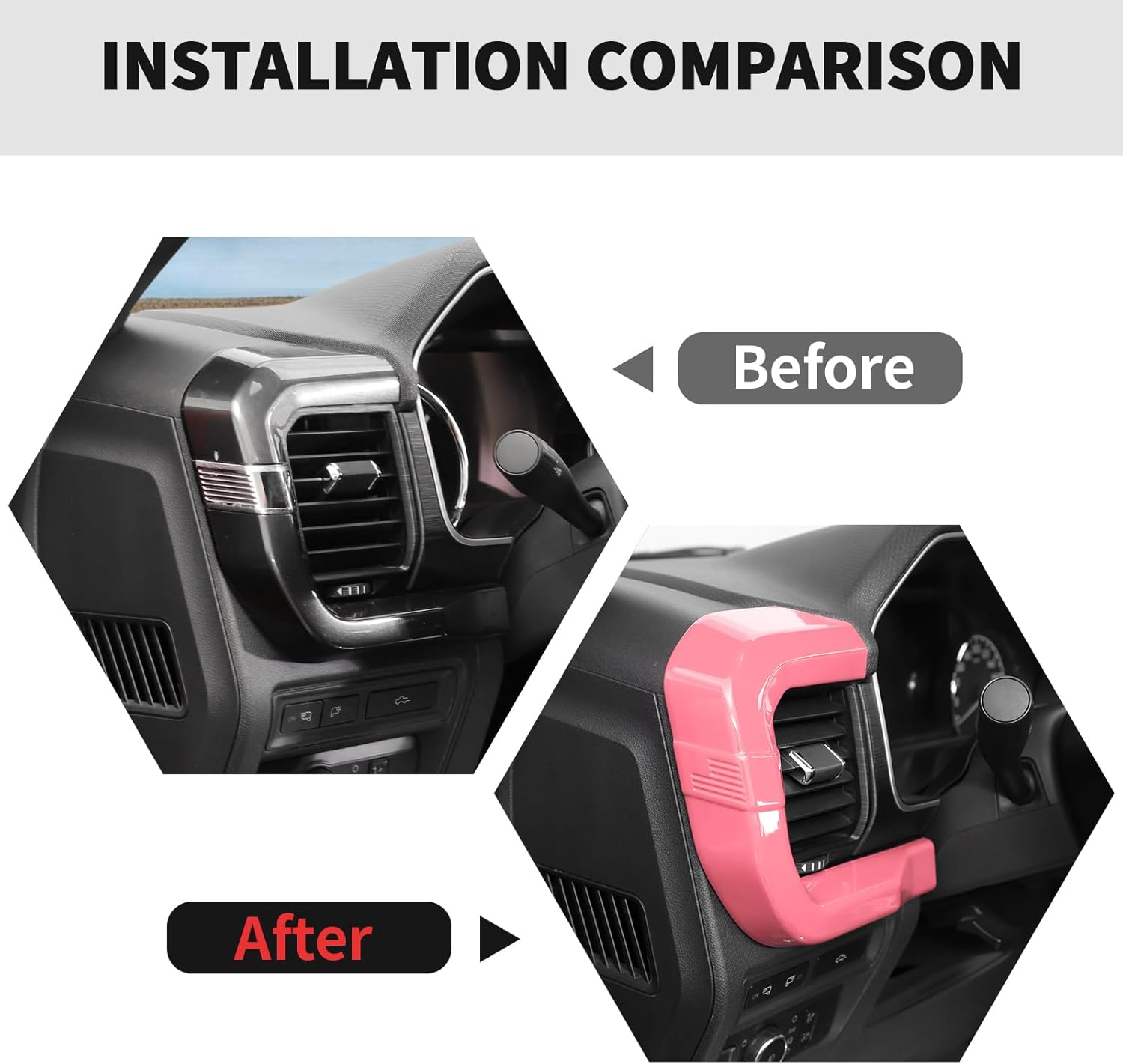 RT-TCZ Center Console Dashboard Strip Cover Trim Decoration Interior Accessories for Ford F150 2021-2025 (Pink)