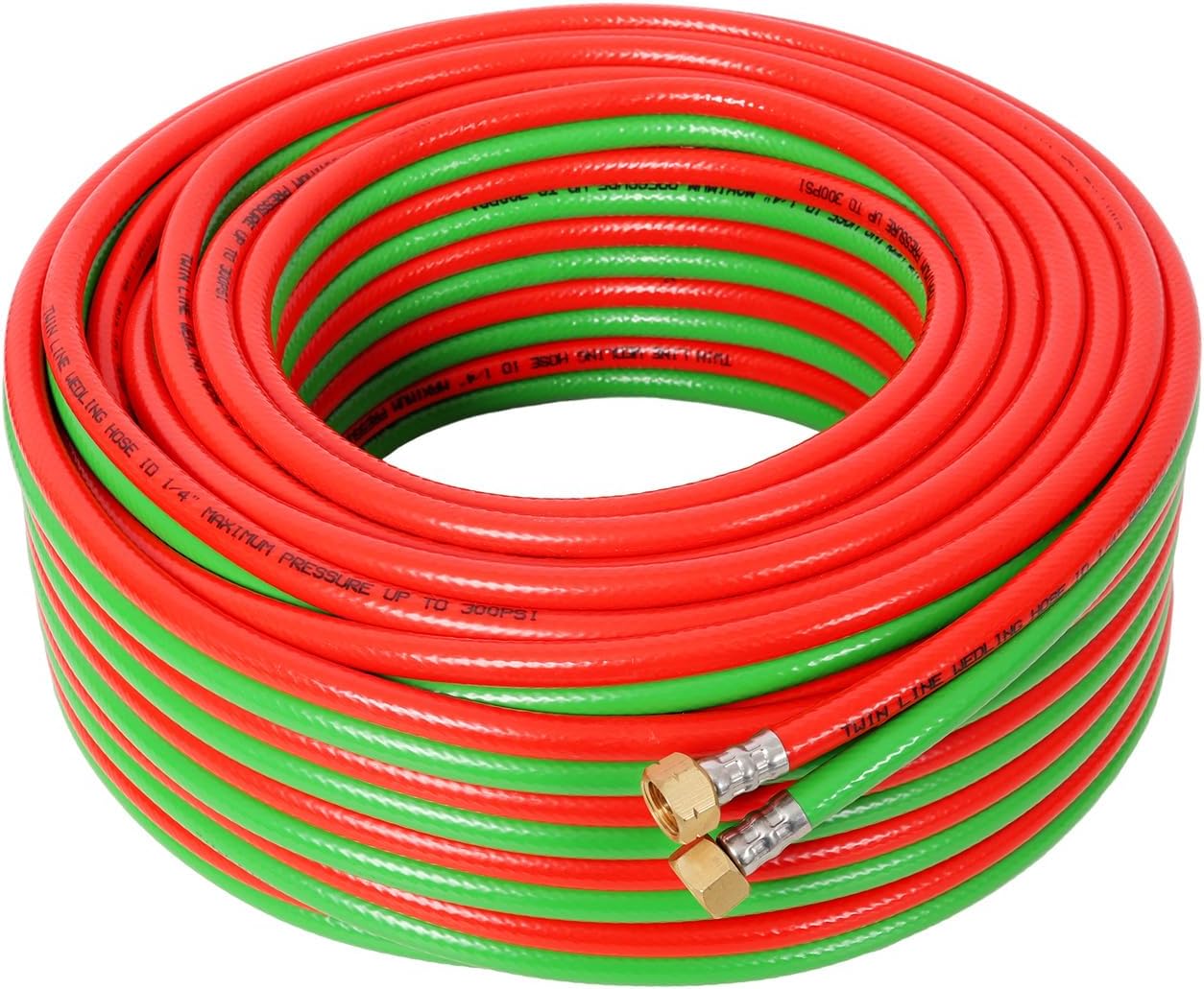 Oxygen Acetylene Hose with 9/16"-18 B fittings Welding Cutting Torch Twin Hose, Inner Diameter 1/4-Inch × 100 FT, Twin-Line Torch Hose for Acetylene Cutting & Welding (100 FT)