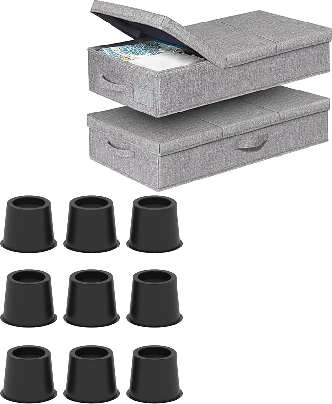 GooFurnit 4" Bed Risers Set of 9 Under Bed Storage