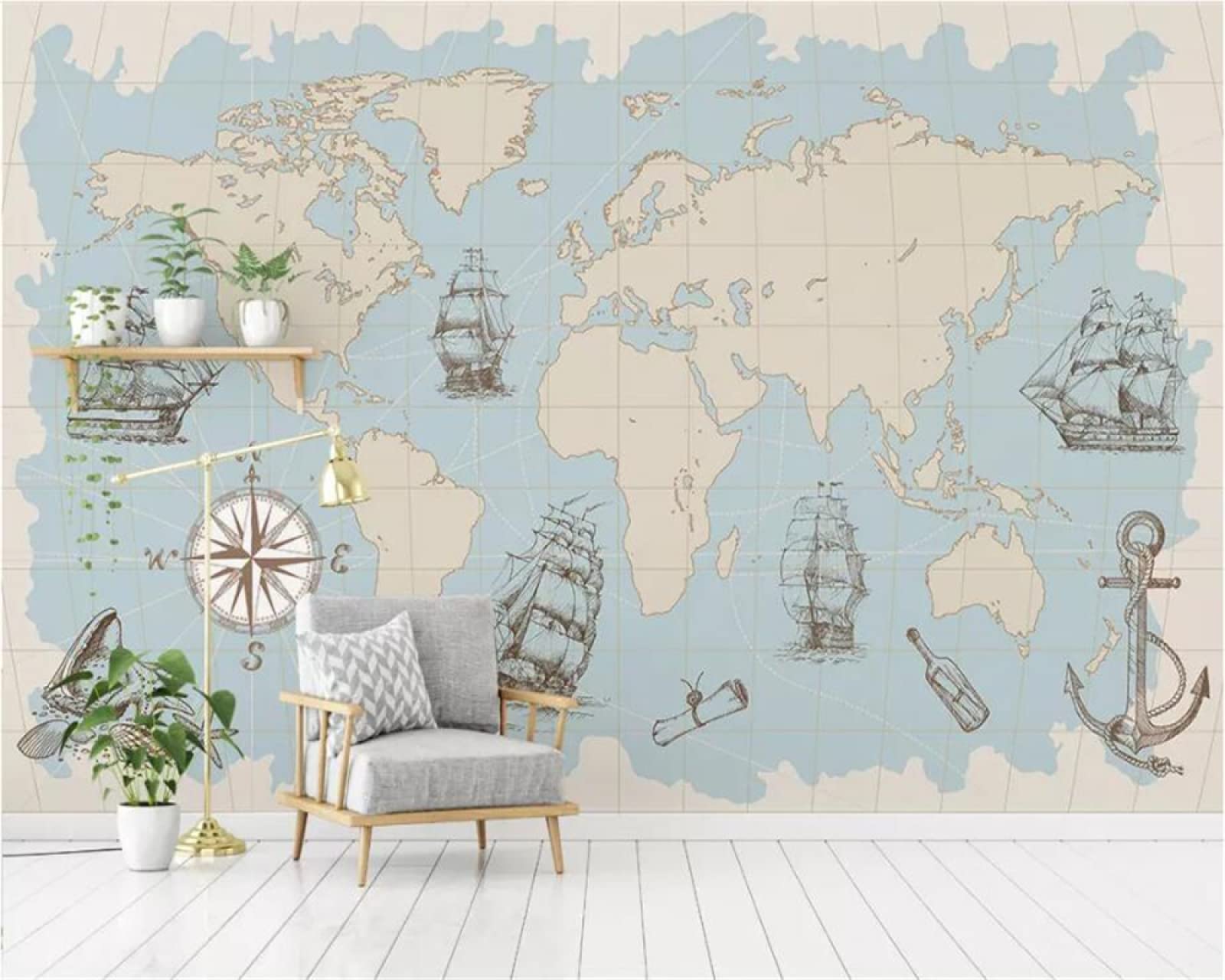 Niestandardowa tapeta średniowieczna europejski styl morski mapa świata mural tło TV tapety dekoracja domu 200 cm (szer.) × 140 cm (wys.)