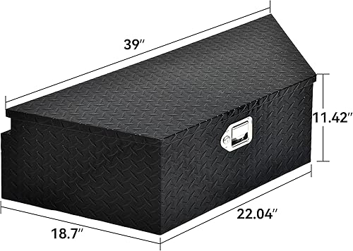 Miniatura 6 de YITAMOTOR Cajas de lengua de remolque de 39 pulgadas, caja de herramientas de aluminio resistente, caja de almacenamiento de placa de diamante, caja