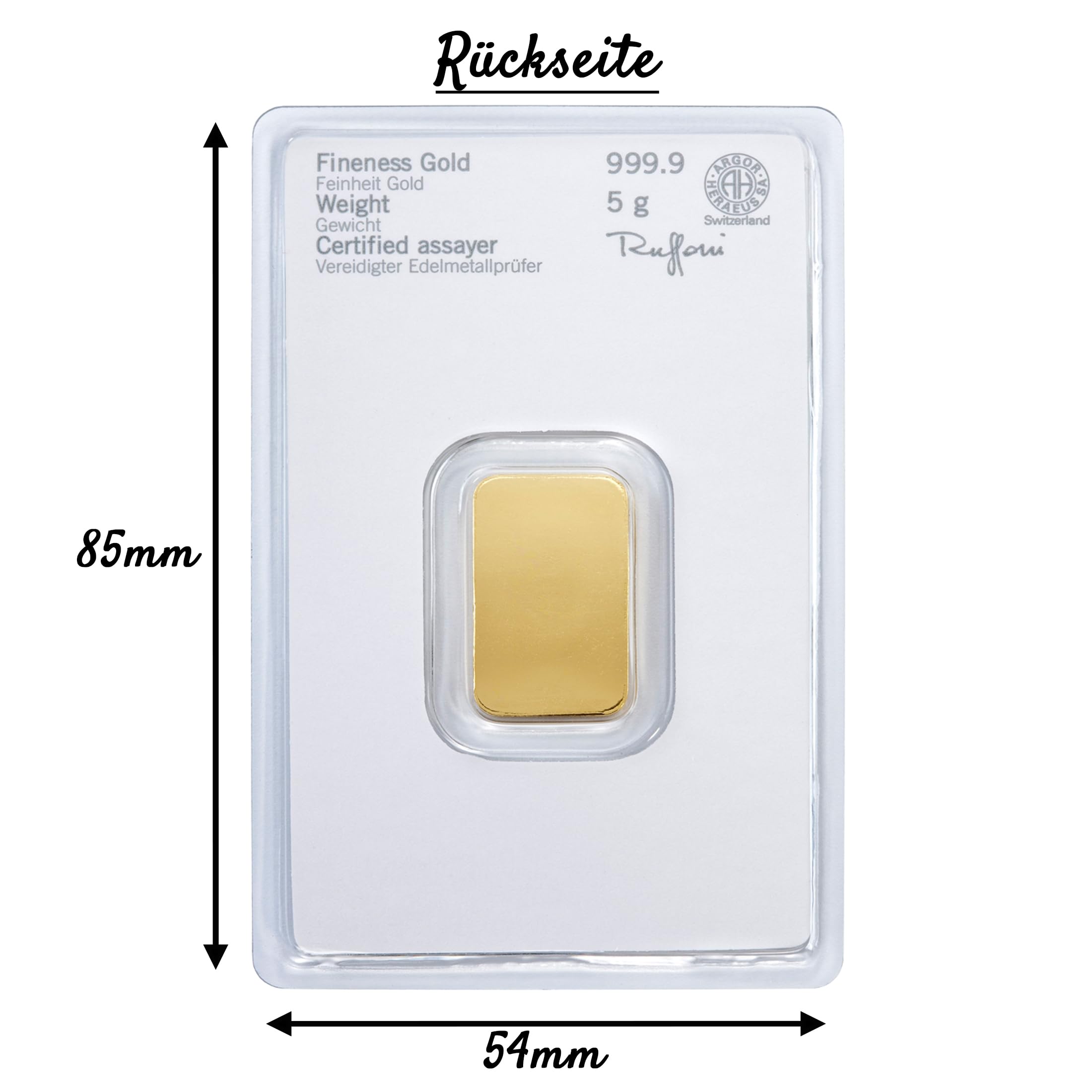 Gold zum Verschenken – Heraeus Goldbarren - Feingold - Anlagegold - verschiedene Größen wählbar - inkl. Geschenkverpackung, Grußkarte und Echtheitsgarantie (5g Gold)
