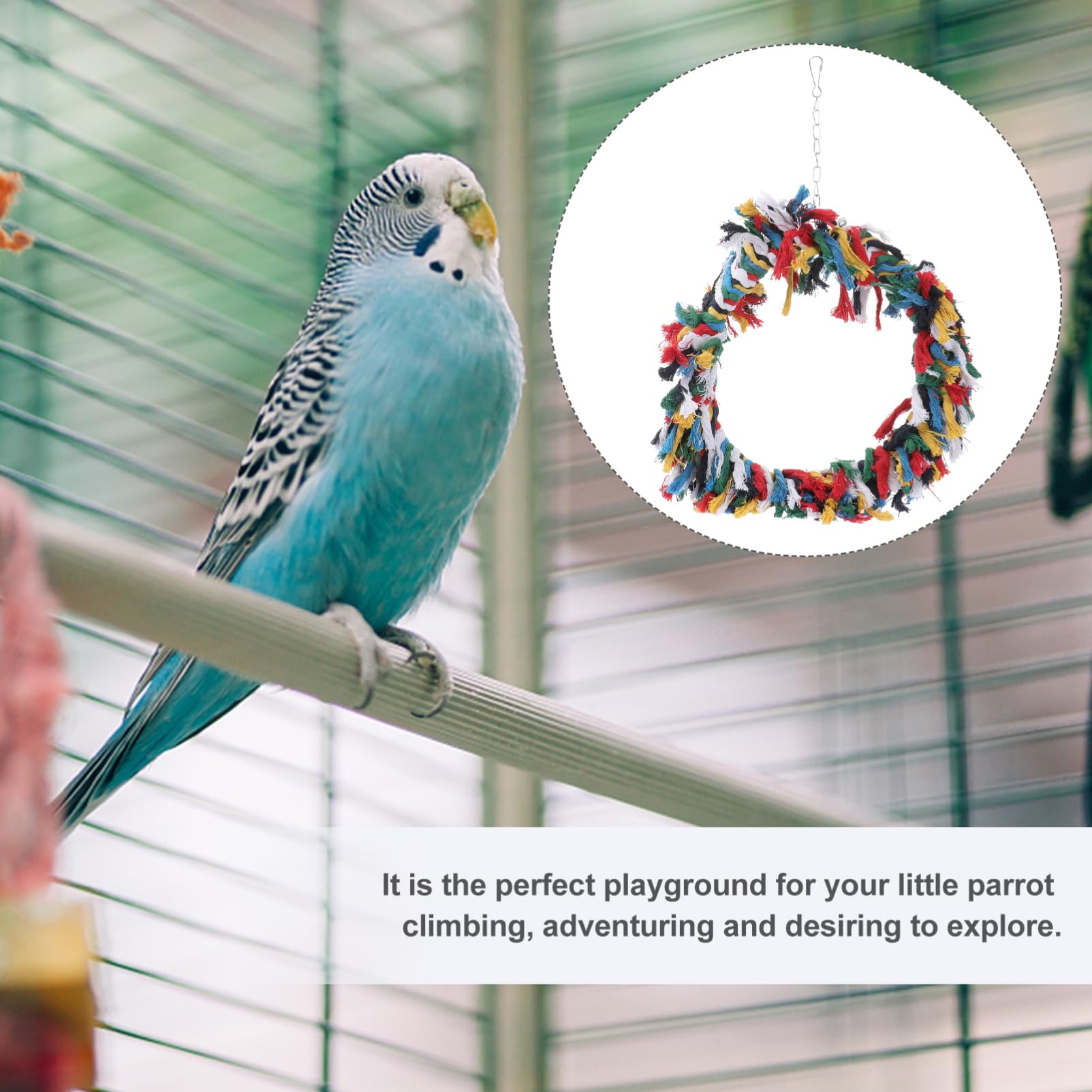 BESPORTBLE 2piezas Juguete De Columpio para Aves De Algodón Anillo para Aves Juguete Colorido para Periquitos y Cacatúas para Entretenimiento Cuidado Salud Pájaros Aleatorios