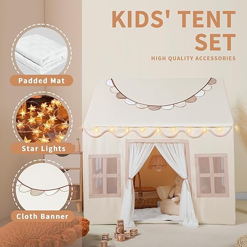 Vista 29 de Wilwolfer Tienda de campaña para niños en interiores, casa de juegos para niños, tienda de campaña para niños pequeños, casa de juguetes grande