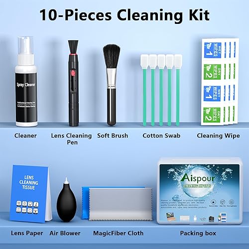 Miniatura 6 de Kit de limpieza de lentes de cámara Aispour, Kit de limpieza de cámara 10-en-1, Limpiador de lentes de cámara y accesorios de cámara, incluye kit de