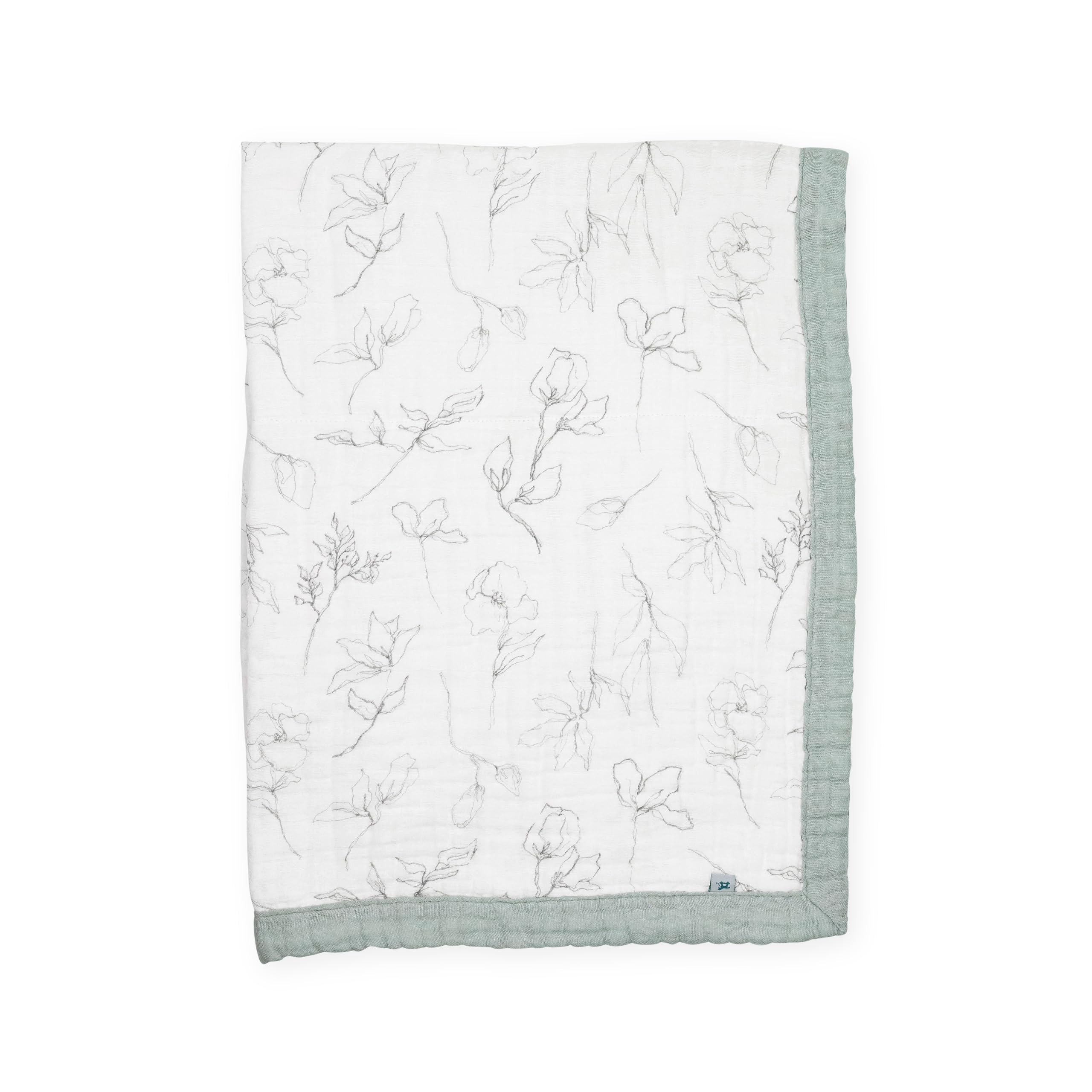 Little Unicorn 100% Certified Organic Newborn Receiving Quilt | Ultra- Soft, Multi-Layered Muslin Fabric | Gift for Newborns &amp; on-The-go (Pencil Floral)