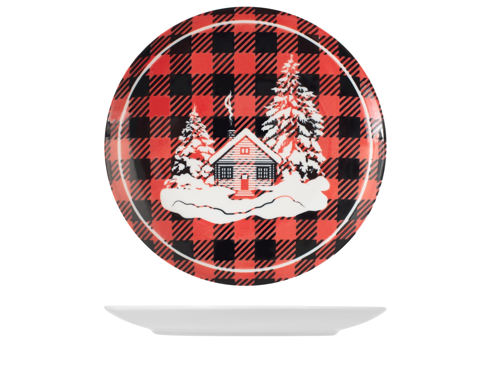 Royal Norfolk Cottage Servizio Tavola, 18 Piatti, Porcellana, Rosso, Natale