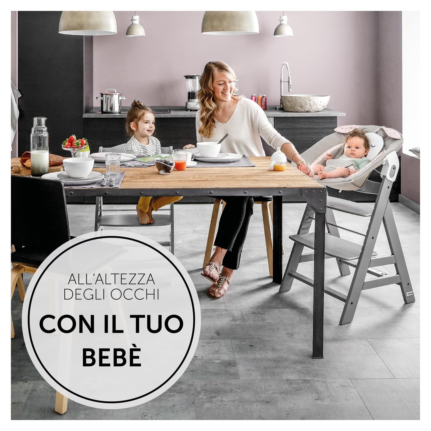 hauck Alpha Bouncer 2in1, Disney Bambi Rose - Sdraietta Neonato con Base Dondolo Compatibile con Seggioloni Pappa Alpha+ e Beta+ - da 0 Mesi fino a 9 kg - con Cintura a 3 Punti e Riduttore di Seduta