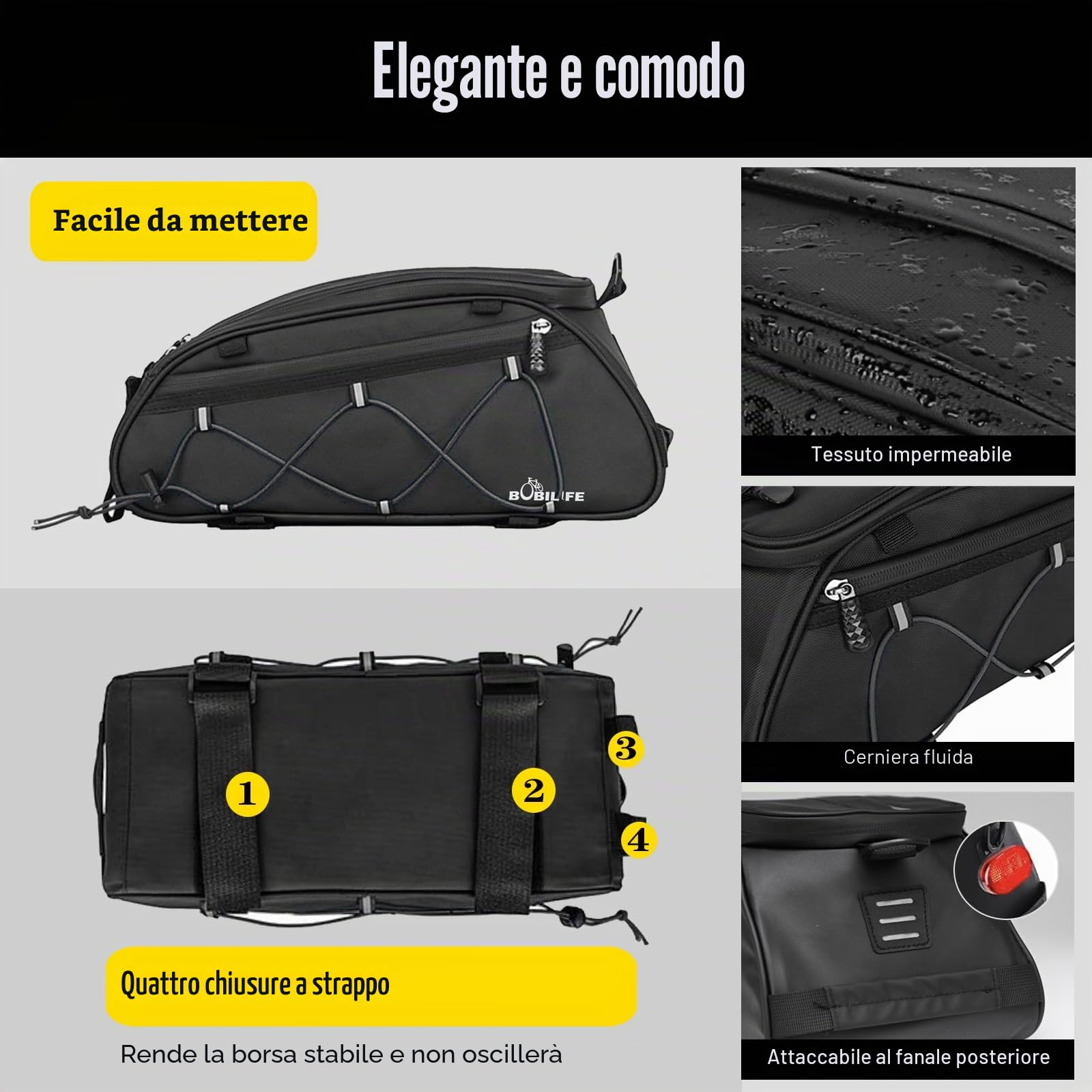Borsa isolante per portapacchi per biciclette, 10 l, grande capacità, impermeabile, per bicicletta, viaggio, spedizione, sedile posteriore, borsa per portapacchi per bicicletta, e-bike e moto