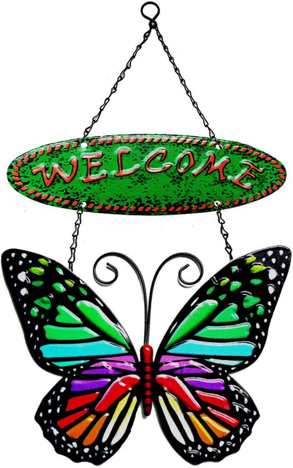 Hanging Sign Butterfly Door Wall Decor Metal Sign for Front Door