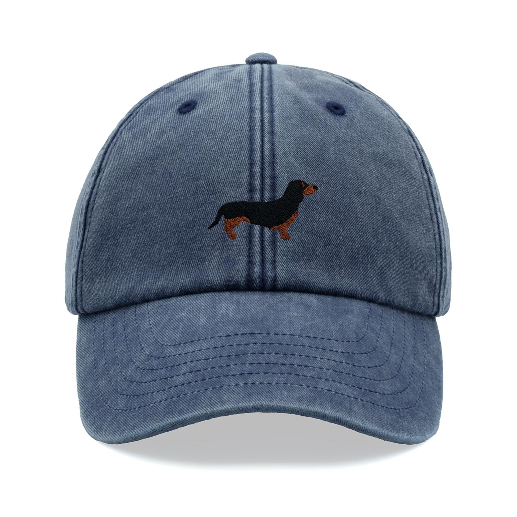 Dachshund Sausage Dog Baseball Cap Vintage Washed Unisex Dad Hat Adjustable Blue Denim