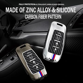 ontto 4 Buttons Key Cover Fit for Dodge Ram 1500 2500 3500 4500 5500 2019 2020 2023 2024 2025 Car Accessories,Key Fob Holder with Luminous Strip Glow in The Dark ,Black