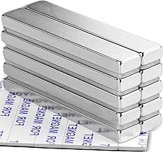 DIYMAG Neodymium Magnets, 10 Pack Strong Magnetic Bar with Double-Sided Adhensive Backing Heave Duty Rare Earth Magnet for Fridge, Classroom, Science and Craft - 2.36 x 0.39 x 0.2 IN Silver