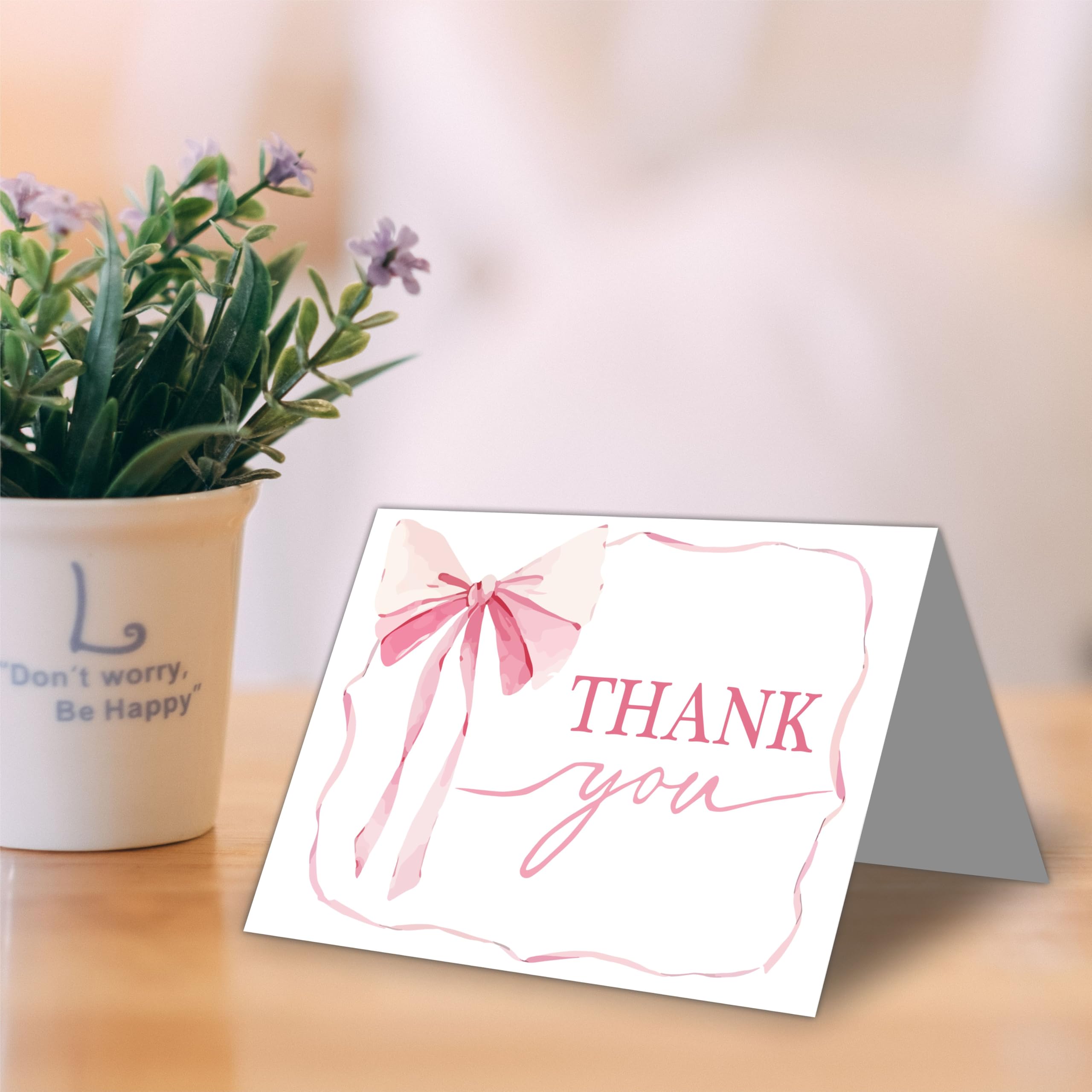 30 tarjetas de agradecimiento con lazo rosa con sobres y calcomanías, tarjetas de agradecimiento para baby shower y boda, tarjeta de regalo para profesores, graduación, negocios, vacaciones y fiesta