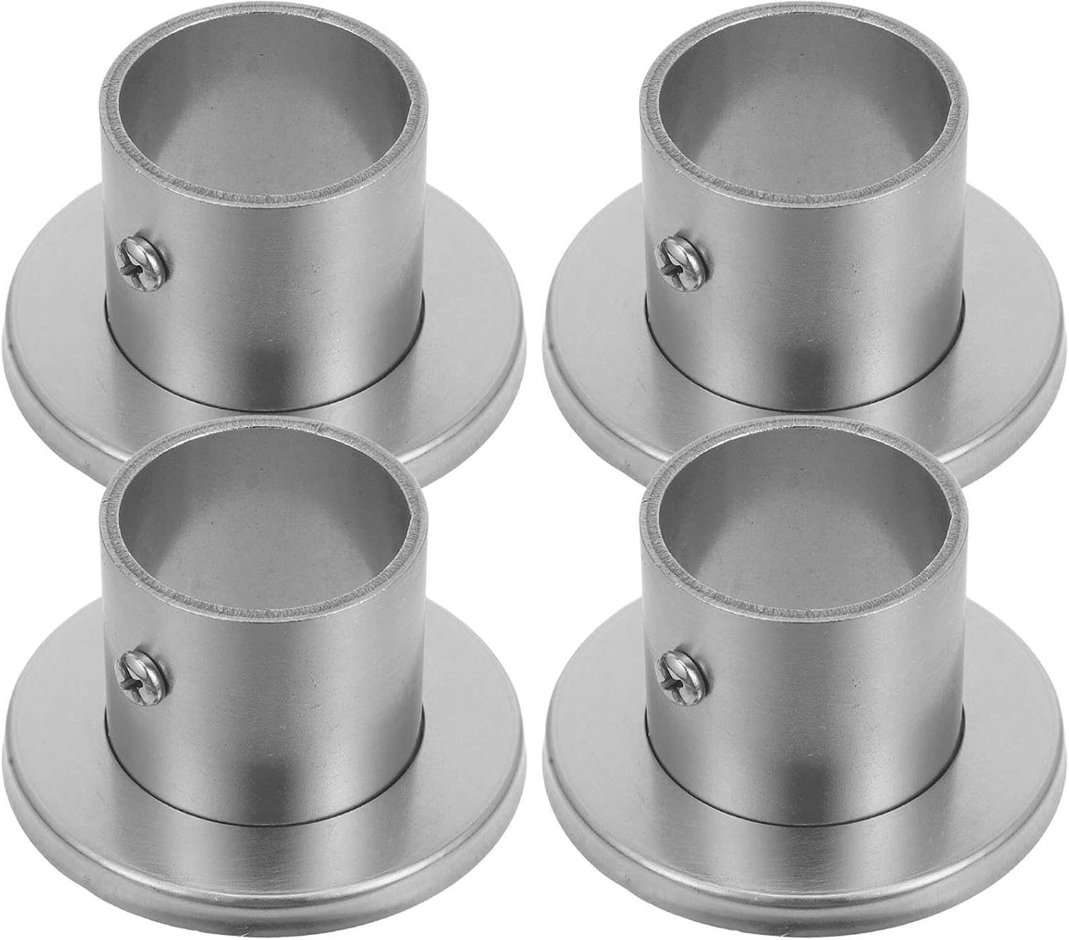 Wakauto 4pcs Heavy Duty Stainless Steel Curtain Rod Brackets round Flanges Thick Shower Rod Holders for Closet Towel and Bathroom Pole Support Easy Install Inner