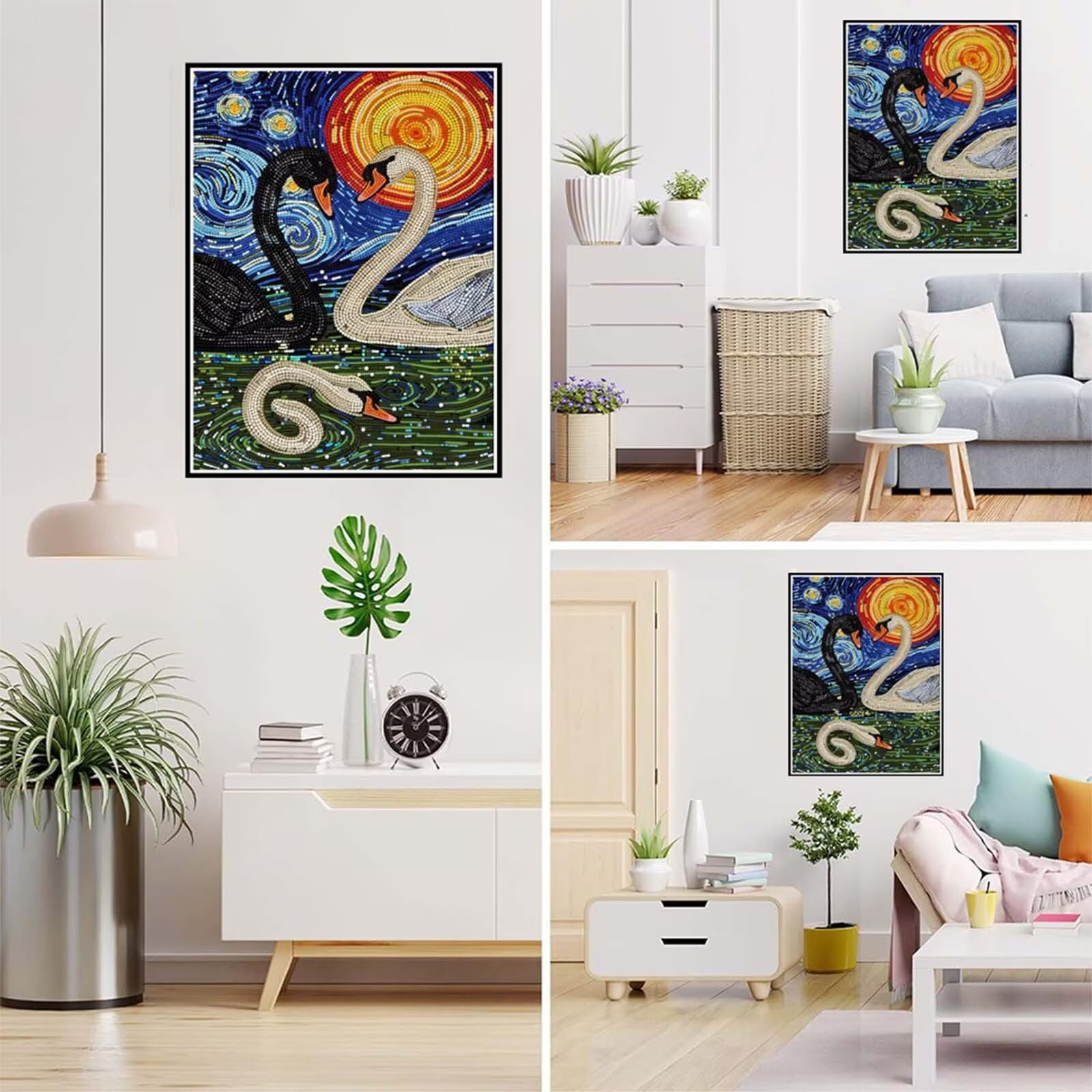 Diamentowe malowanie dla dorosłych, 5D diamentowe rysunki łabędź diament sztuka gwiaździste niebo diamentowe malowanie, DIY DIY Dorośli rzemiosło, 90x120cm Diamentowy ścieg krzyżykowy płótno
