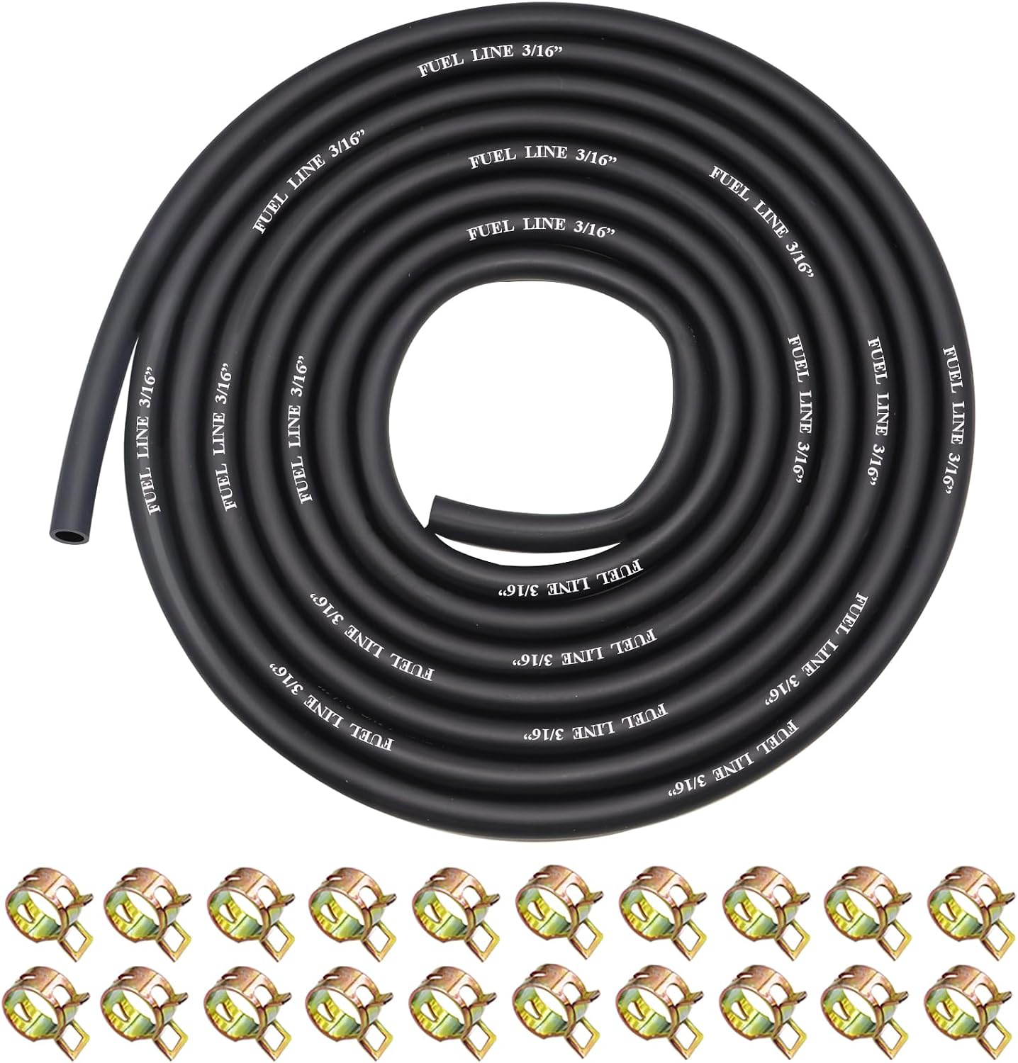6 Feet 1/8 Inch ID Fuel Line with 20Pcs Hose Clamps for Kawasaki Kohler Lawn Mowers Tractors Small Engines Mini Bike ATV Golf Cart Motorcycle