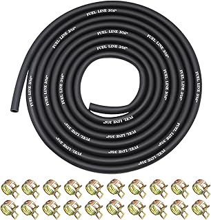 10 Feet 3/16 Inch ID Fuel Line with 20Pcs 2/5 Inch ID Hose Clamps for Kawasaki Kohler Champion Briggs & Stratton Small Engines Mini Bike ATV Mowing Machine