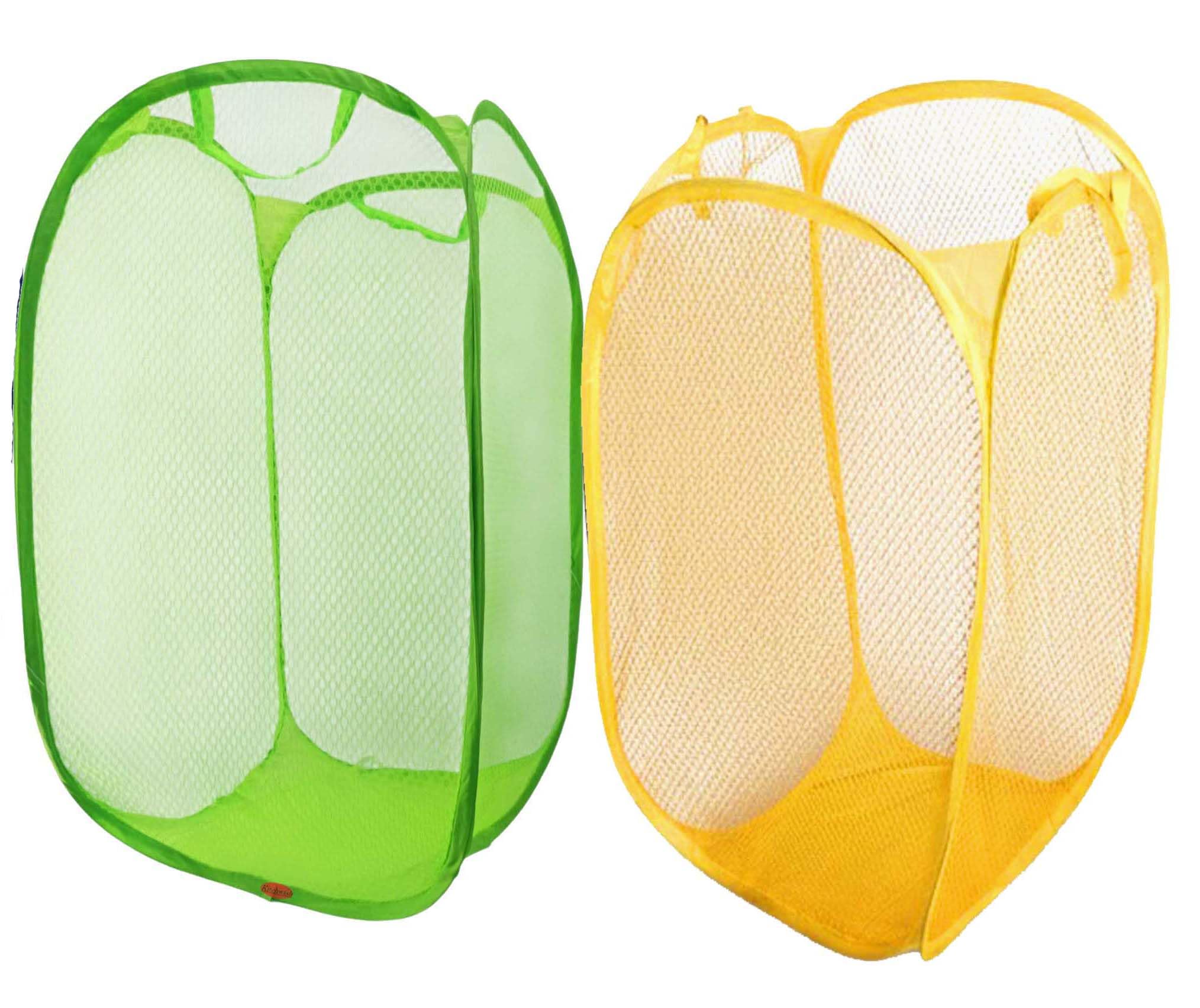Large Laundry Net bag/basket Basket 45 Ltr, Nylon Mesh Laundry Basket, Sturdy Material & Durable Handles, Pack of 3, Yellow, Green-image-31